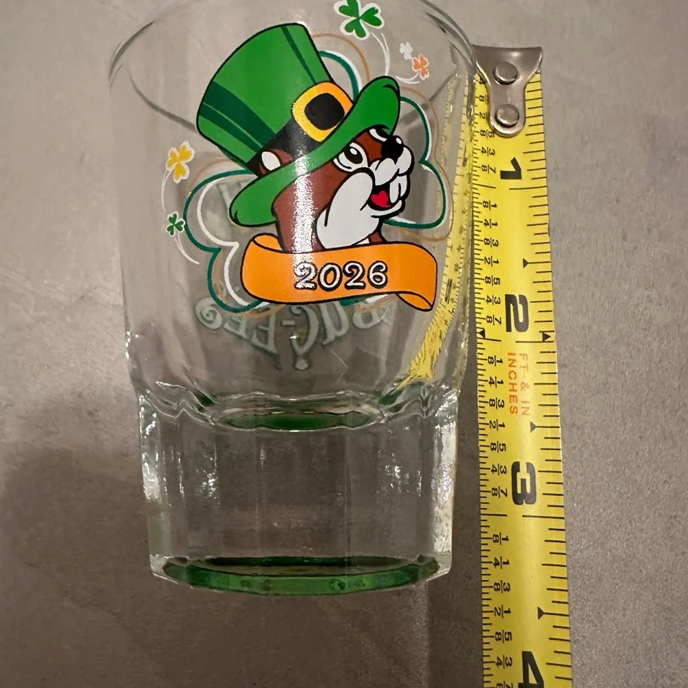 Buc-ee's St Patricks Day Shot Glass, Irish I Were at, Green Base, 2026 Design